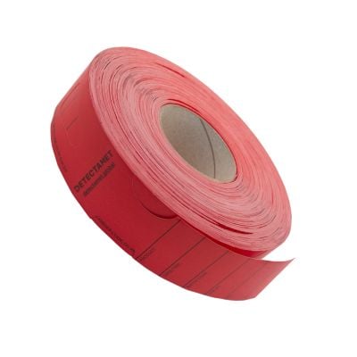 Étiquettes à boucle pour serrure détectables par détecteur de métaux - Basse température (rouleau de 500) - Rouge